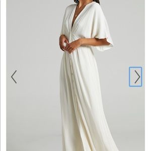 Showpo Sitting Pretty Dress in Natural